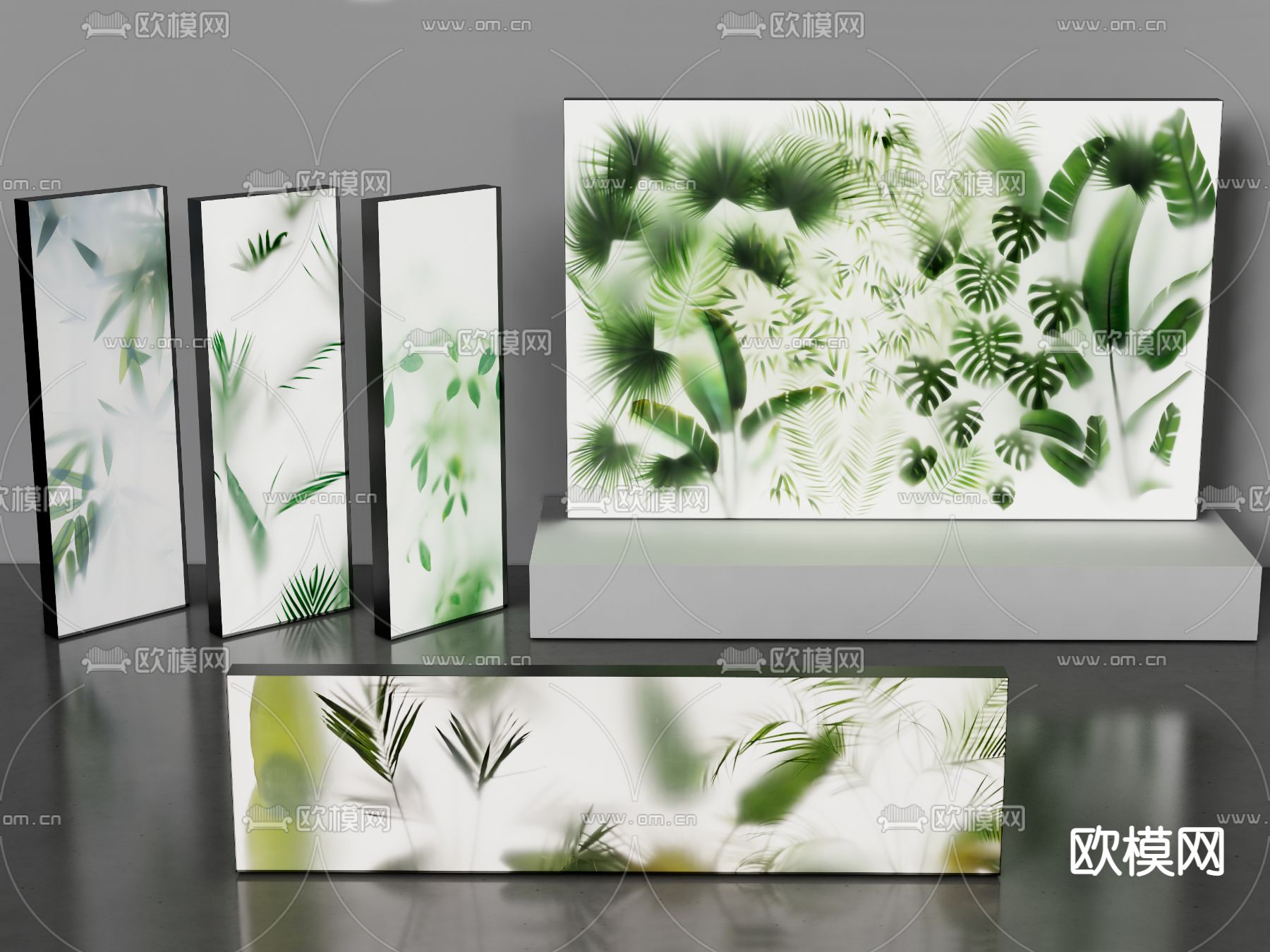 植物磨砂玻璃灯箱su模型下载（渲染图2）