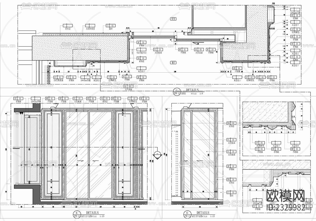 110㎡新中式样板房cad施工图下载（渲染图10）
