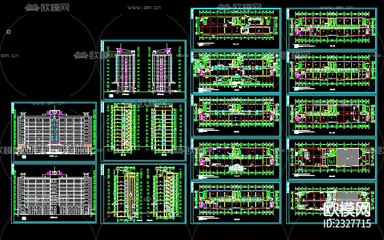 办公楼建筑CAD施工图下载（渲染图1）