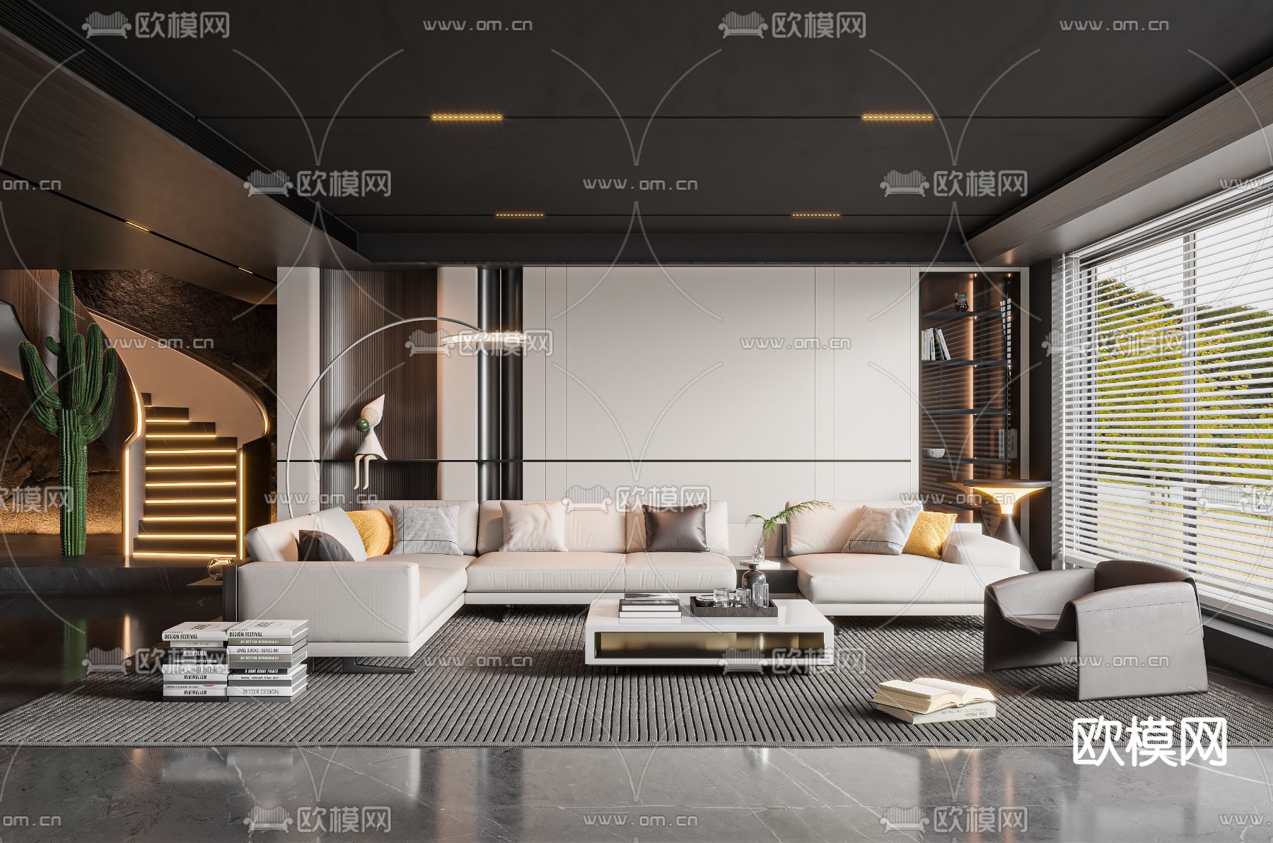 现代客厅su模型下载_ID12159123_sketchup模型下载-欧模网