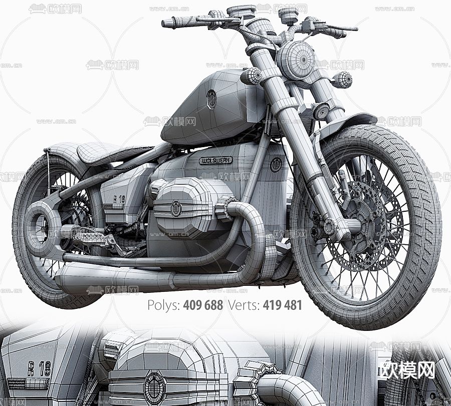 摩托车 机车3d模型下载（渲染图3）