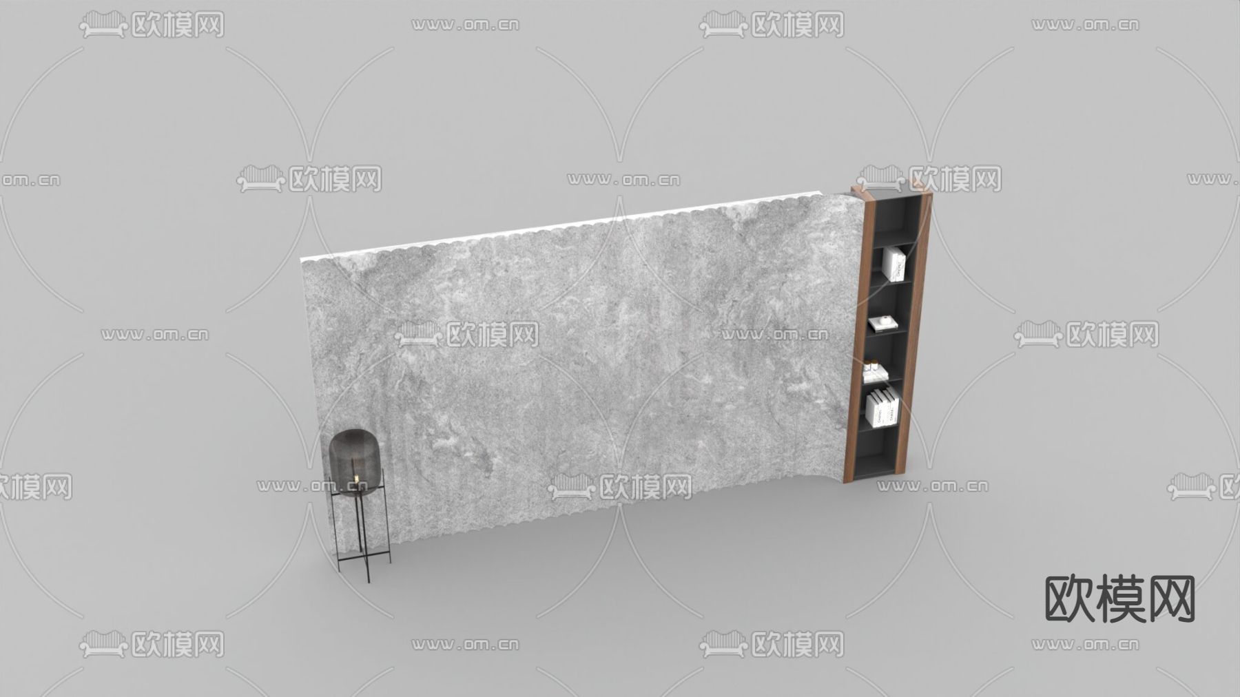 现代简约麻石实木背景墙免费3d模型下载