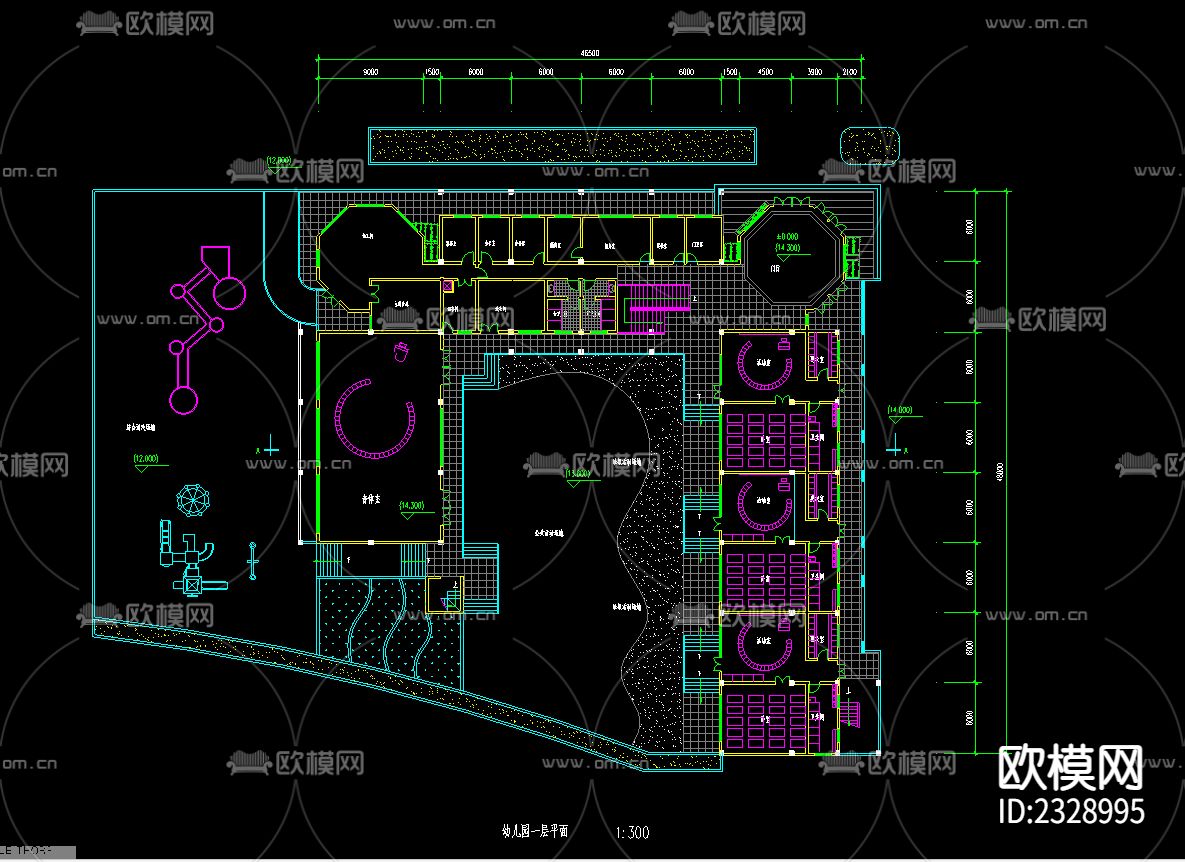 幼儿园建筑设计cad施工图下载（渲染图2）