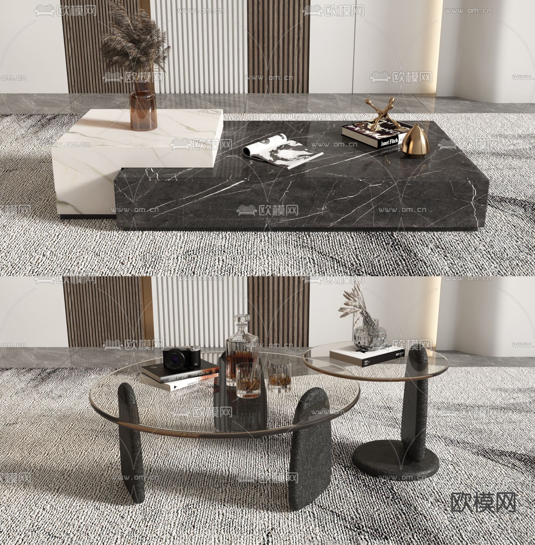 现代茶几3d模型下载_ID12160551_3dmax免费模型-欧模网