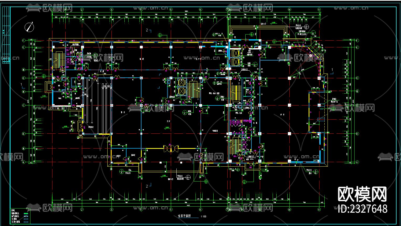 高层办公楼CAD施工图下载（渲染图3）