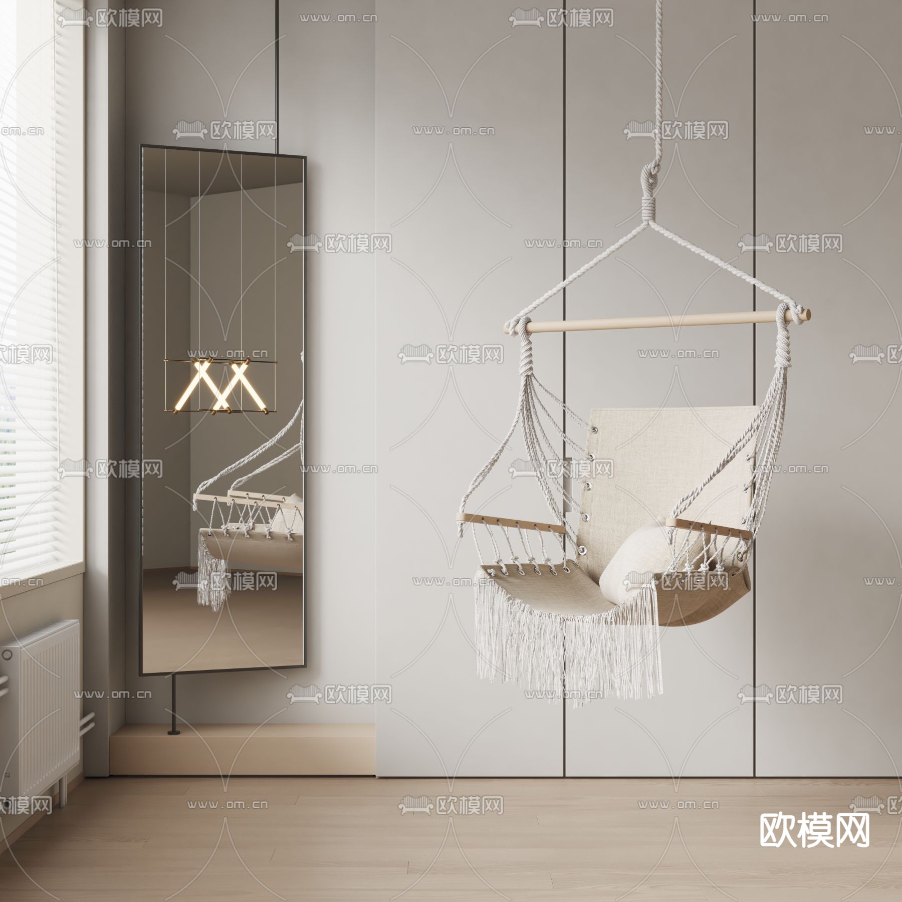 侘寂风吊椅su模型下载（渲染图1）