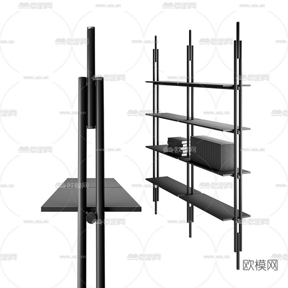 B&B italia 现代装饰架 书架3d模型下载(渲染图1)