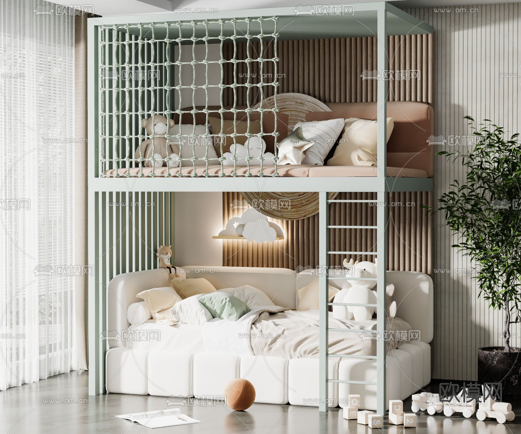 上下铺 儿童床3d模型下载