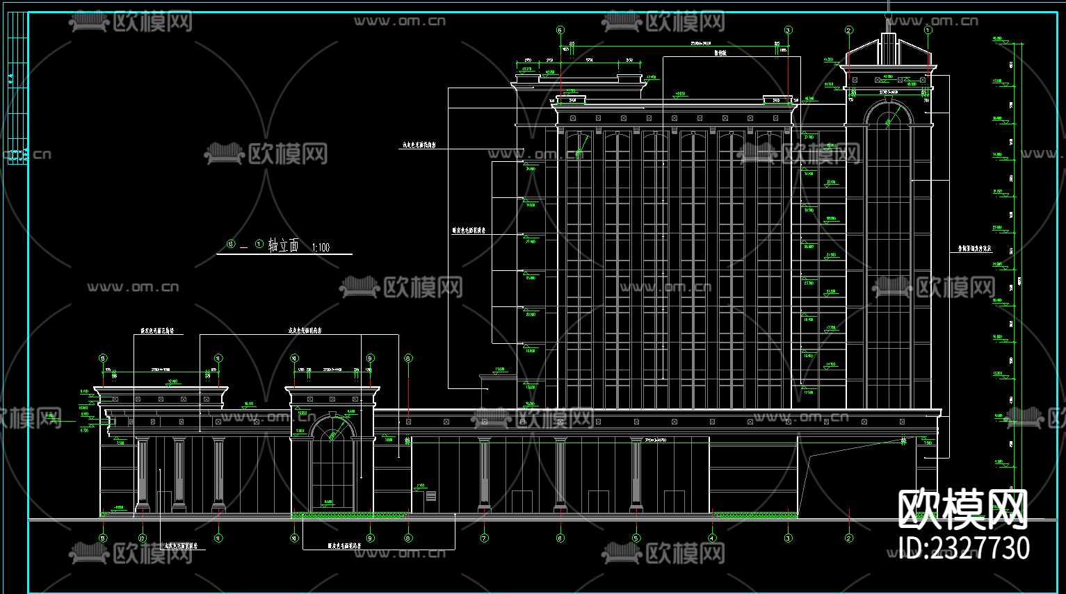 办公楼建筑cad施工图-免费3dmax模型库-欧模网