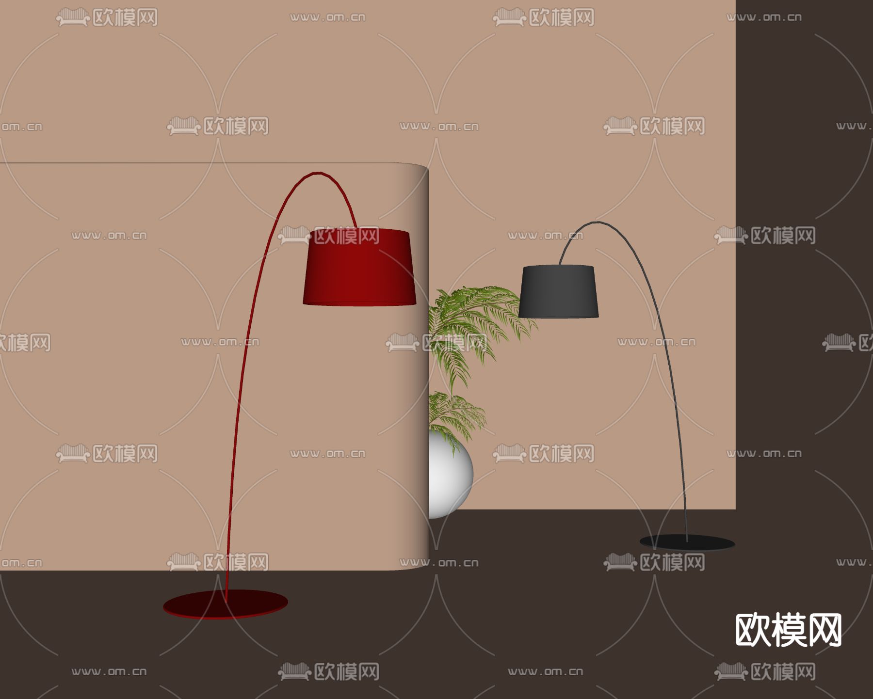 现代落地灯 钓鱼灯su模型下载（渲染图3）