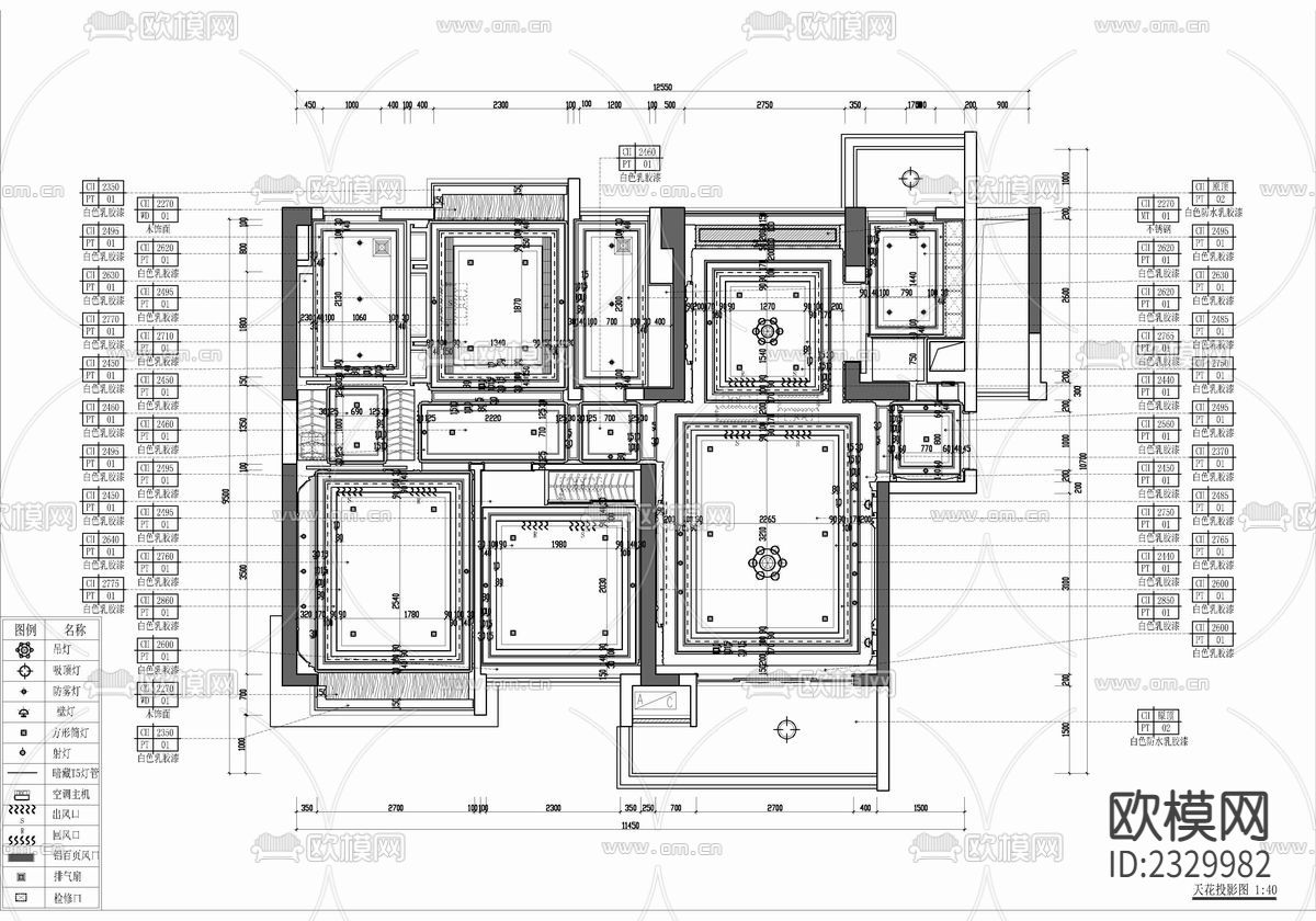 110㎡新中式样板房cad施工图下载（渲染图3）