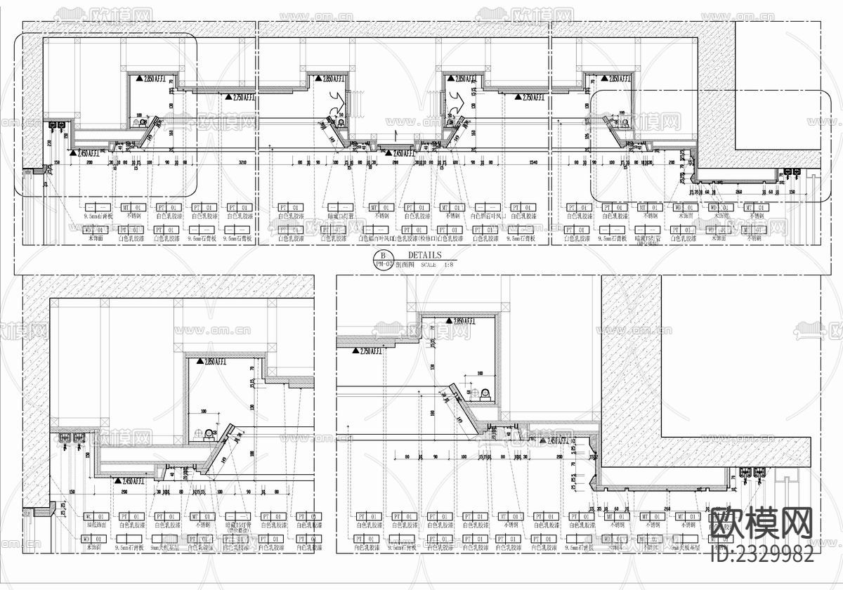 110㎡新中式样板房cad施工图下载（渲染图9）
