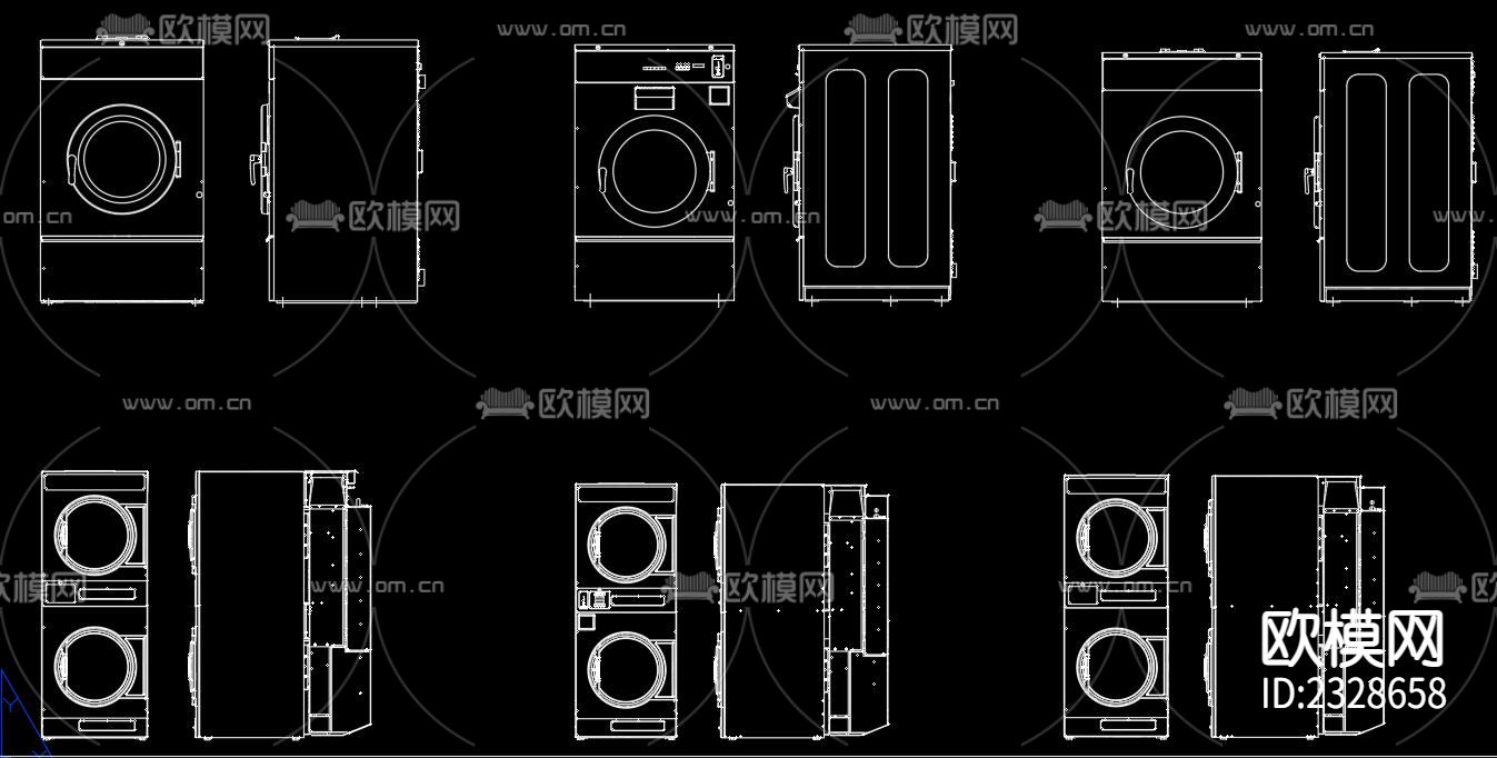 洗衣干衣机cad图库下载（渲染图5）