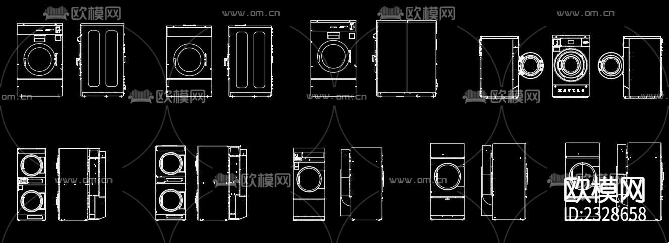 洗衣干衣机cad图库下载（渲染图2）