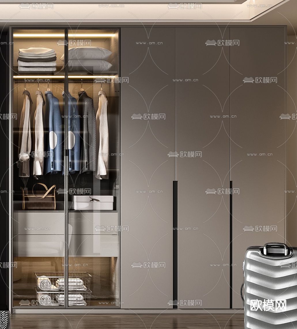 现代衣柜 衣橱3d模型下载（渲染图3）
