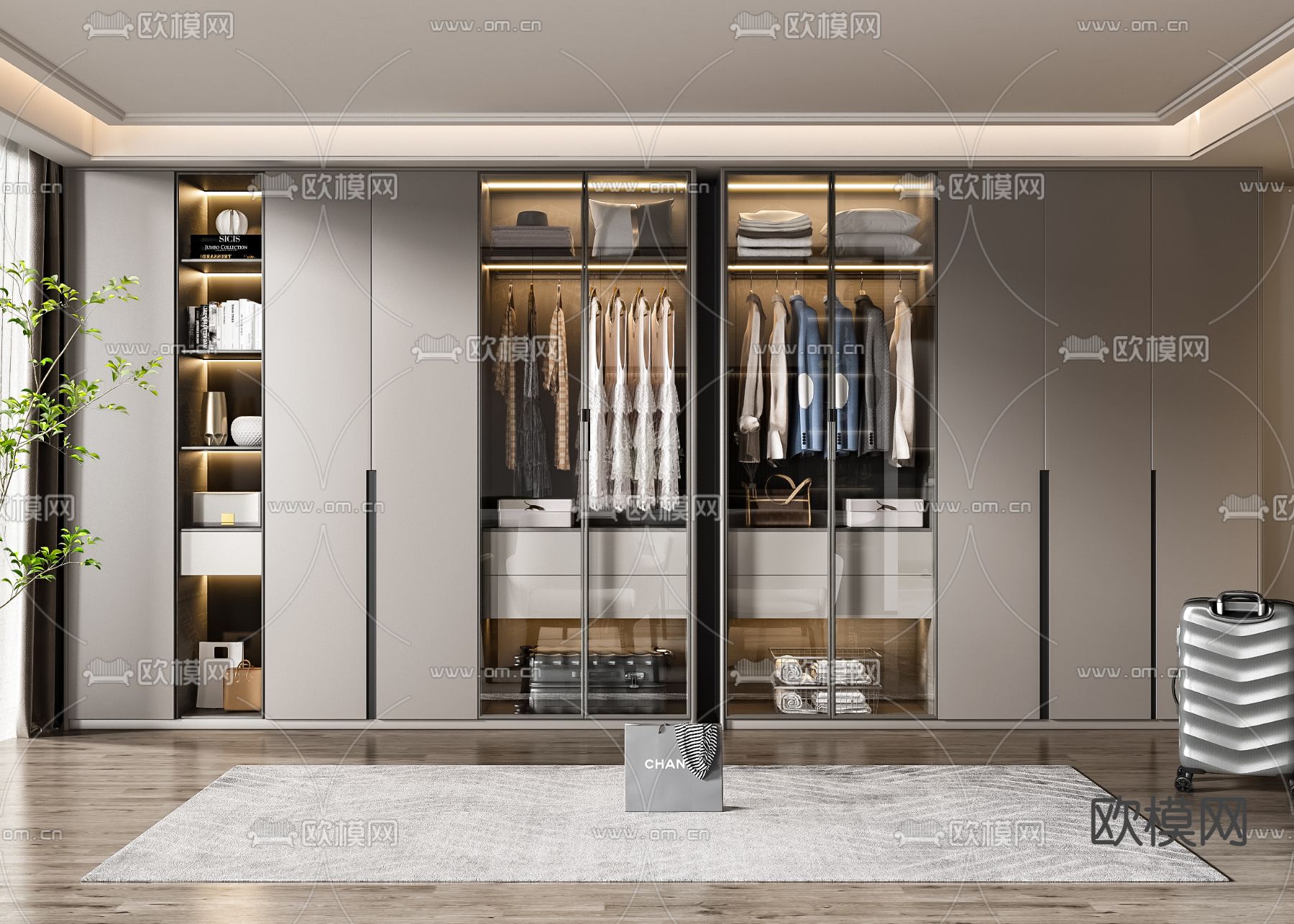 现代衣柜 衣橱3d模型下载（渲染图1）