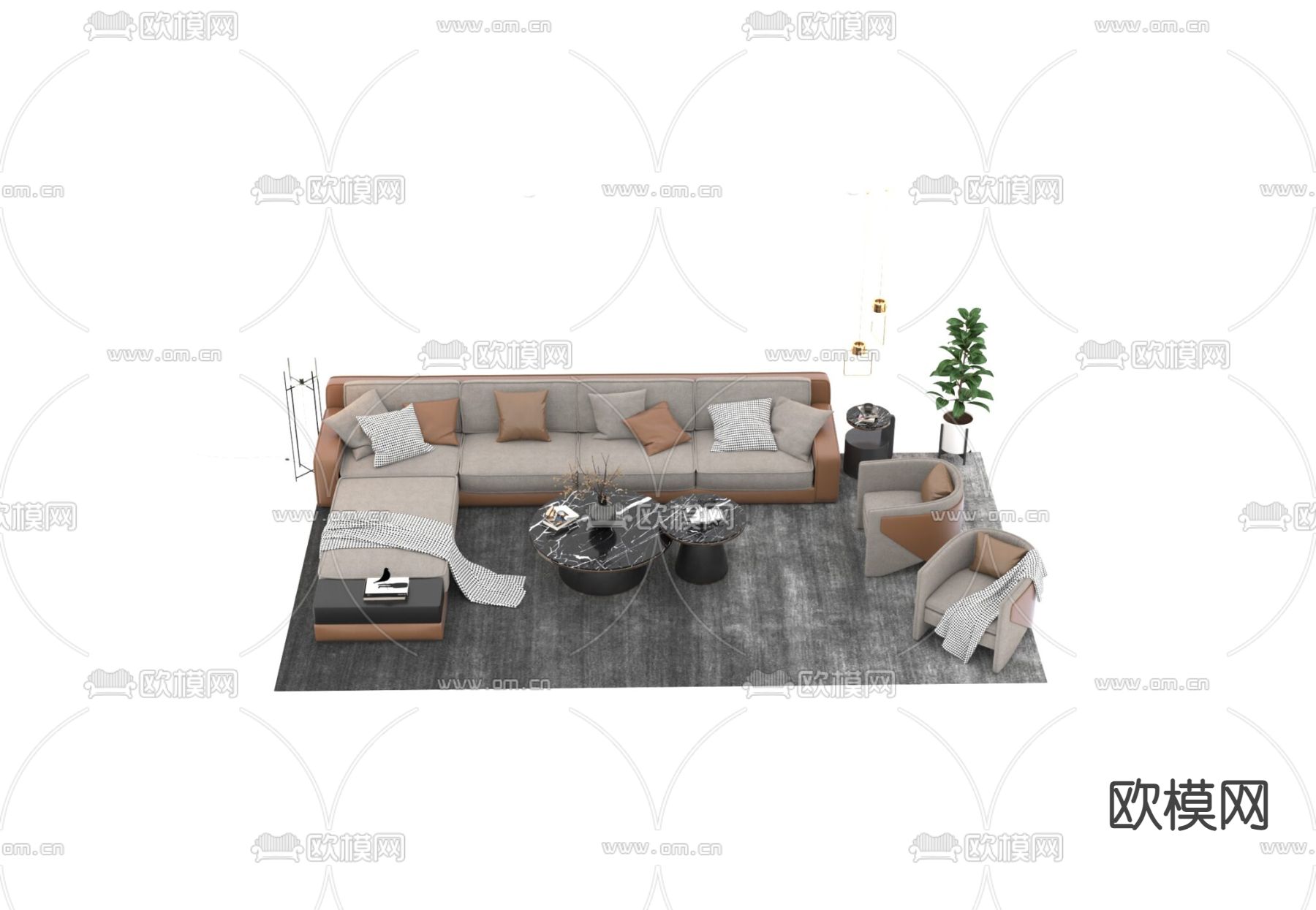 现代轻奢创意沙发组合免费3d模型下载