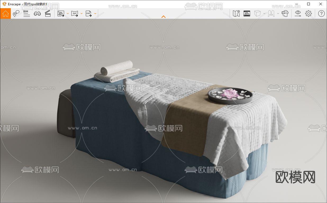 现代spa按摩床 美容床su模型下载（渲染图3）