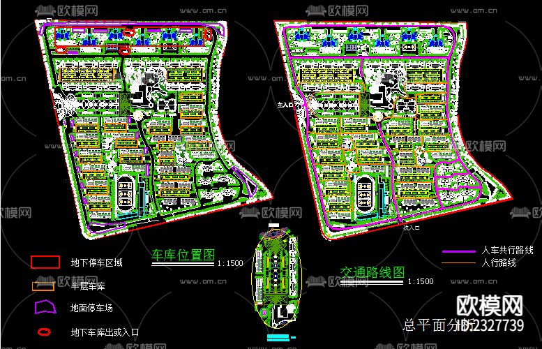 居住小区地形规划cad施工图下载（渲染图2）