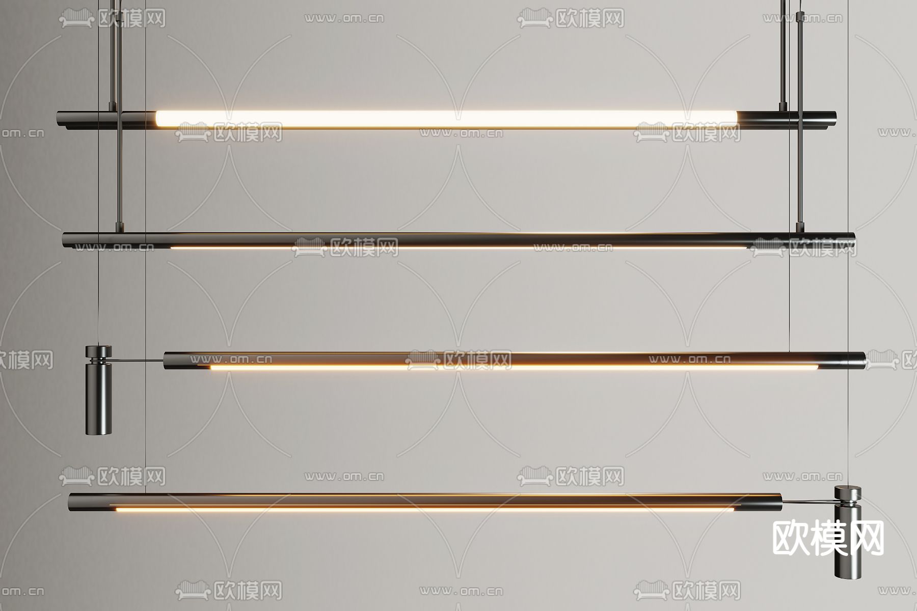 现代条形吊灯3d模型下载