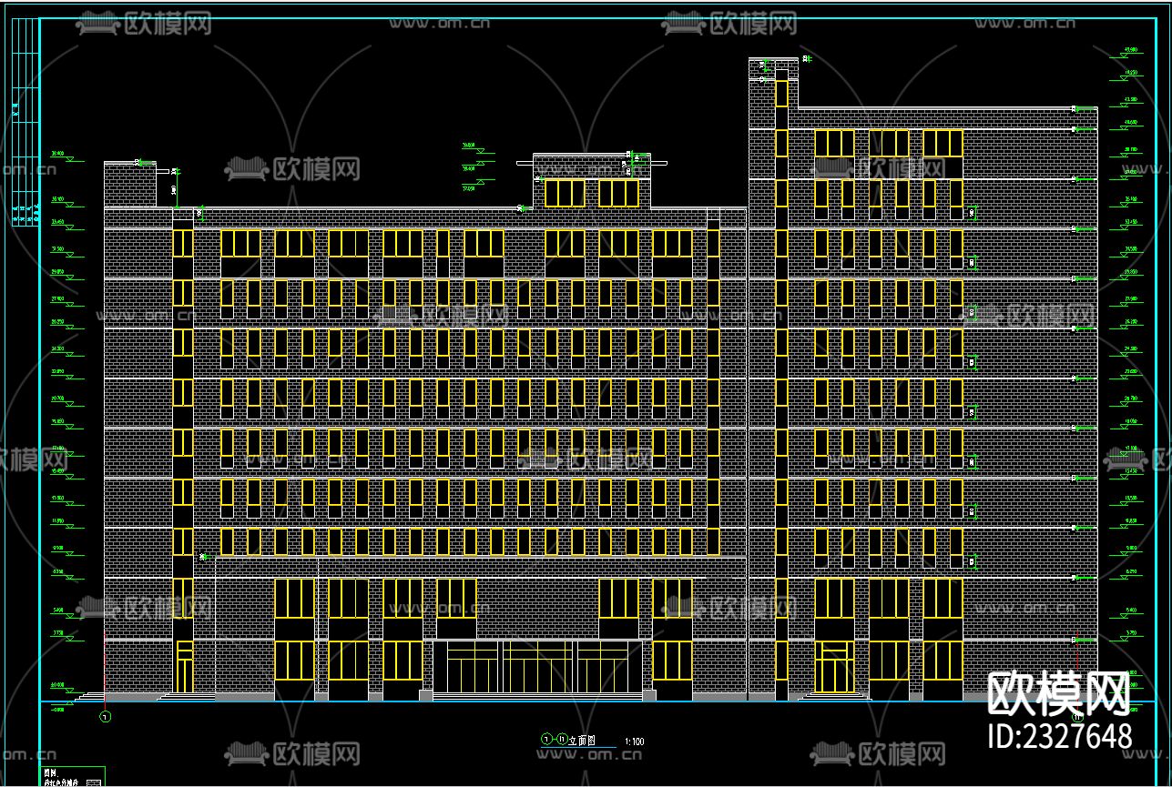 高层办公楼CAD施工图下载（渲染图2）