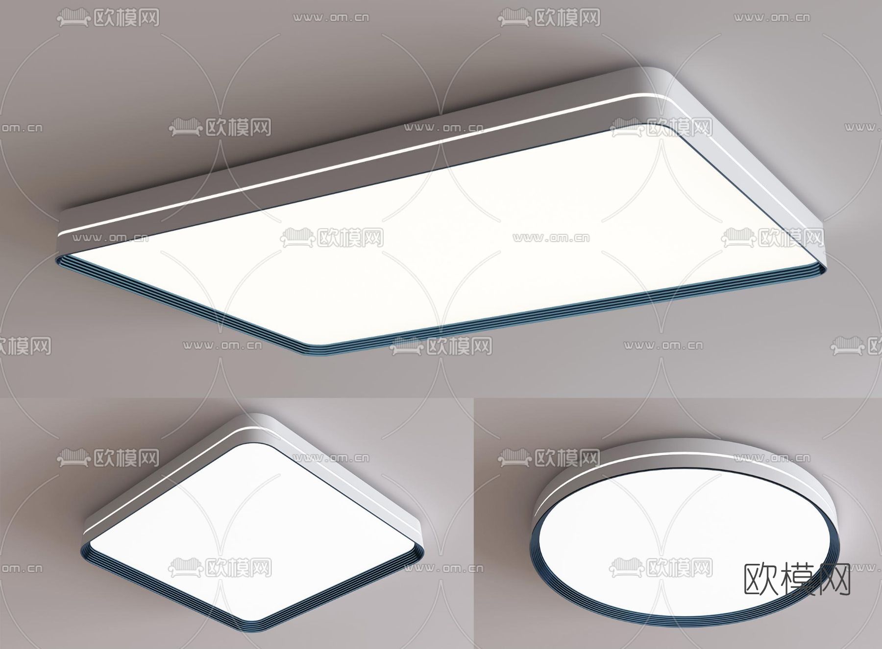 现代吸顶灯3d模型下载（渲染图1）