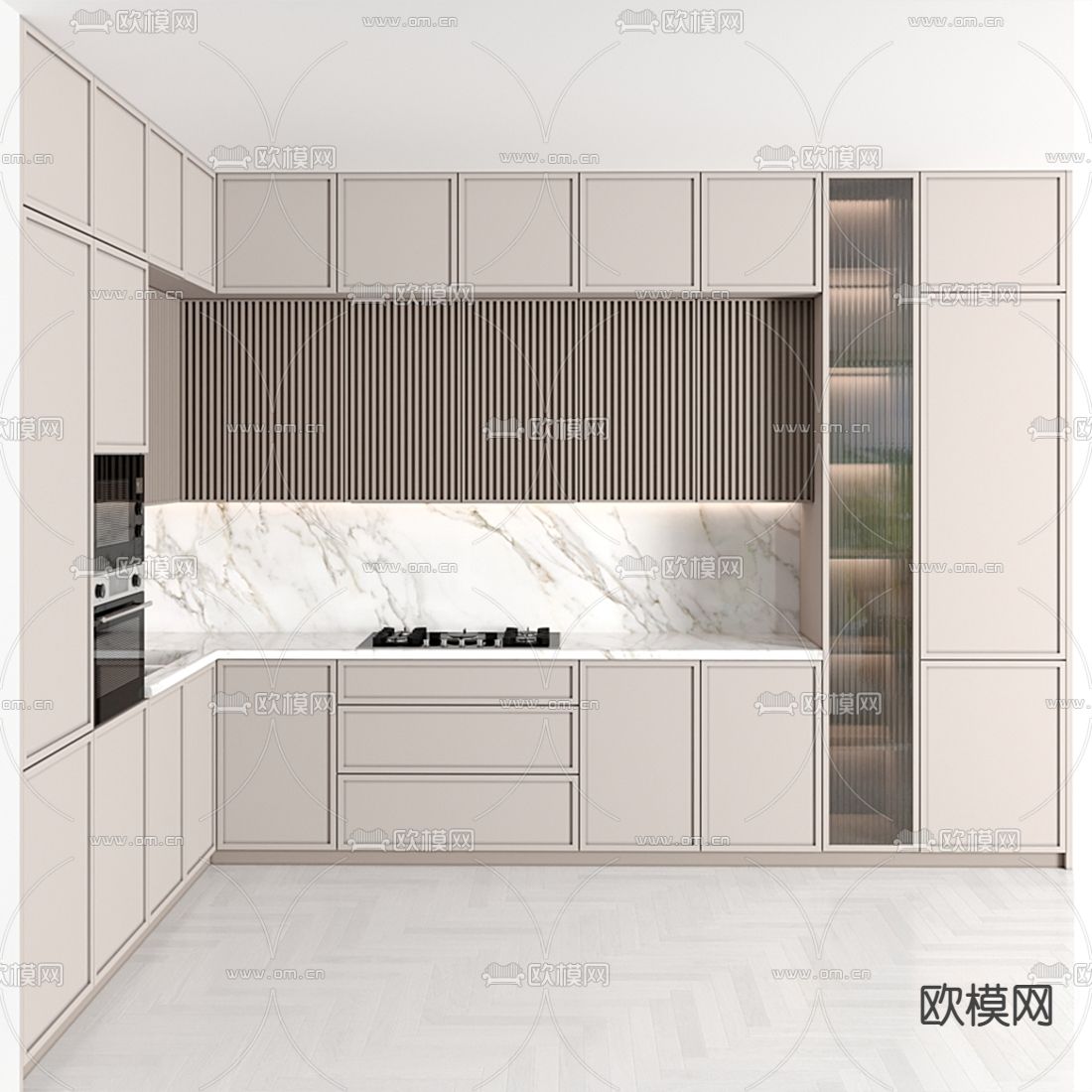 现代中岛台 橱柜3d模型下载（渲染图4）