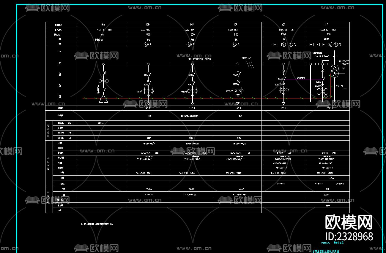2x1600kVA变配电工程cad施工图下载（渲染图3）
