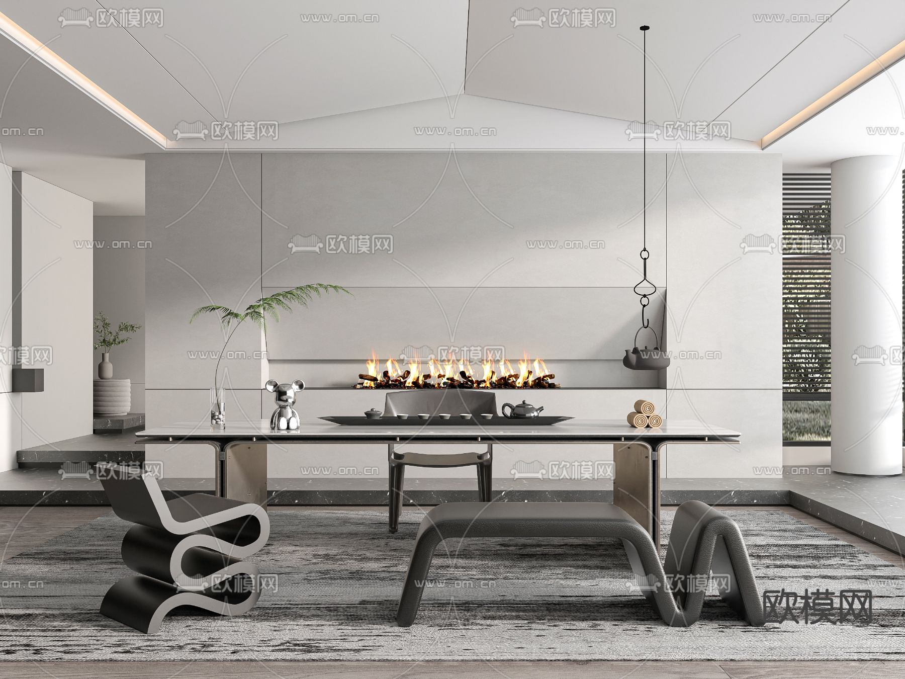 高级灰茶室3d模型下载