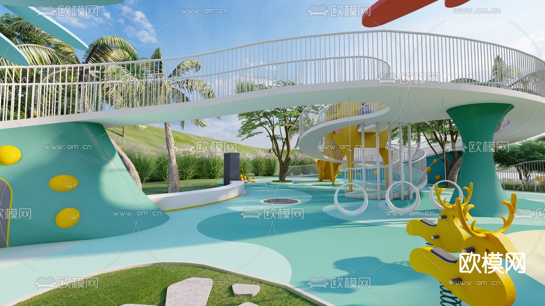 现代儿童游乐区su模型下载（渲染图3）