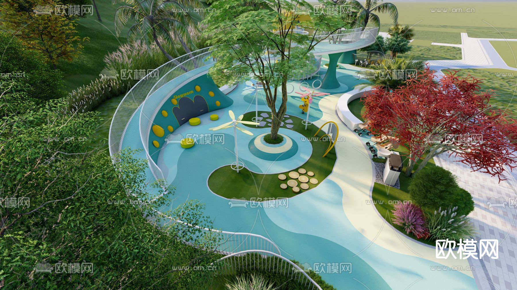 现代儿童游乐区su模型下载（渲染图1）