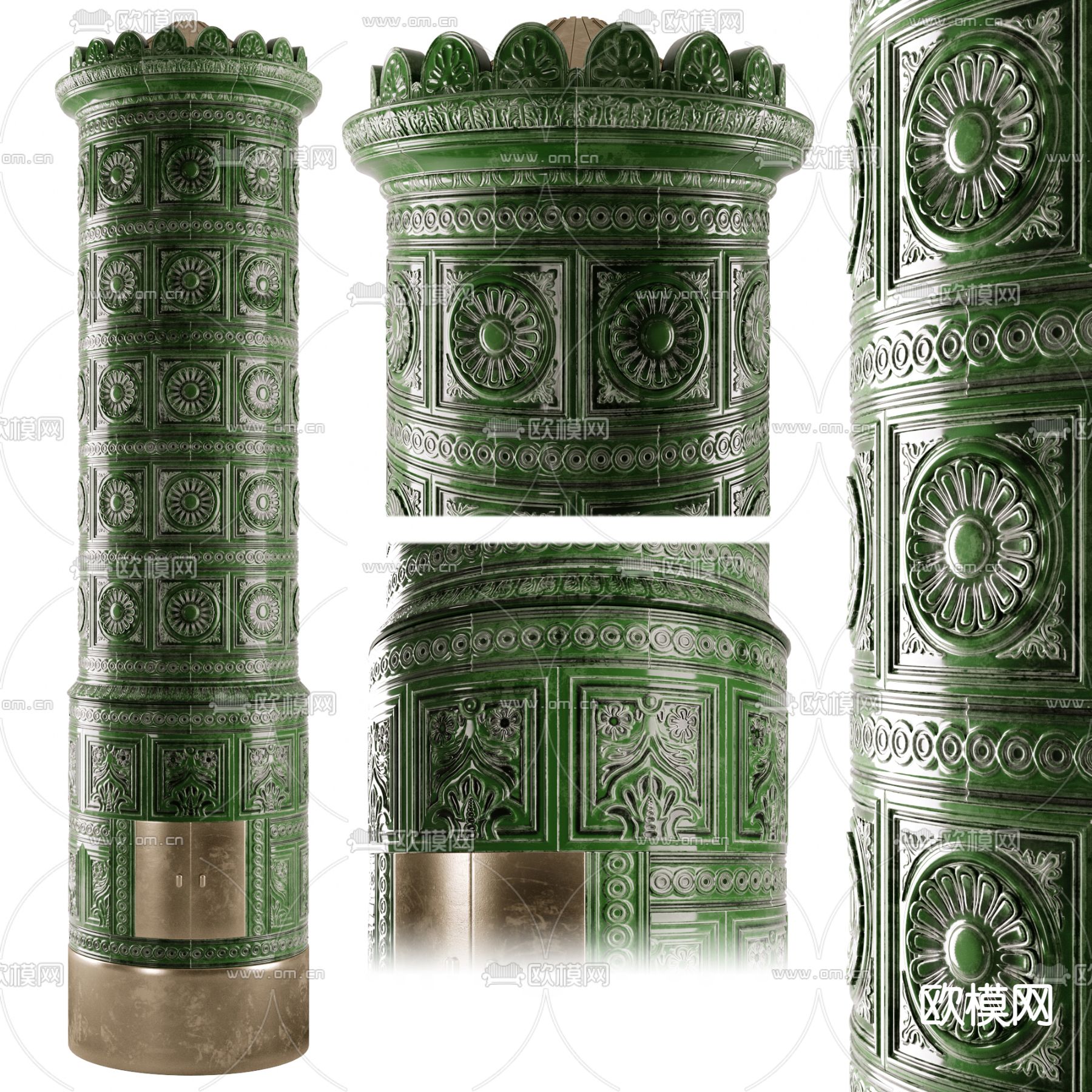 欧式古典罗马柱 瓷柱3d模型下载（渲染图1）