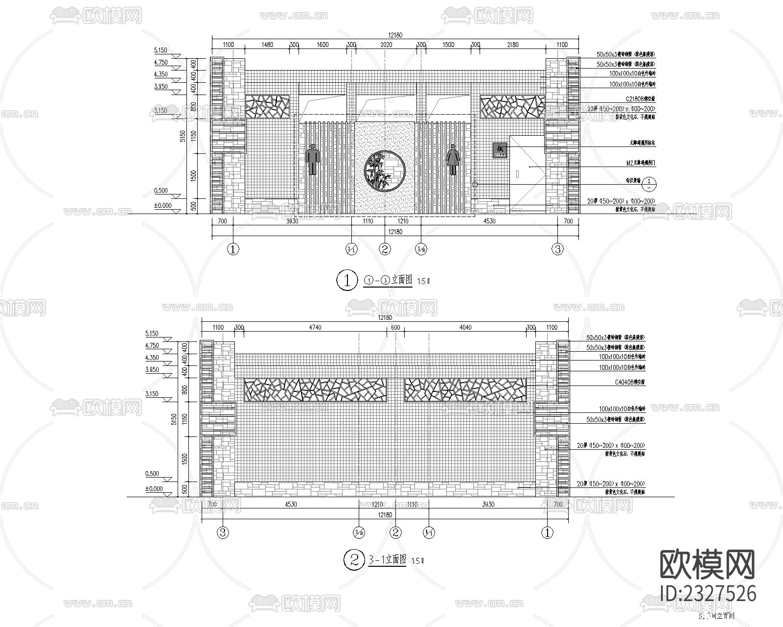 公共厕所设计cad施工图下载（渲染图2）