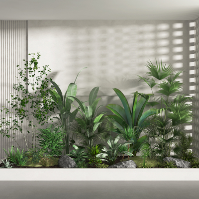  现代植物堆绿植堆灌木su模型 