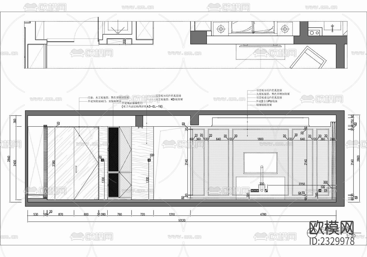 260㎡大平层五居室cad施工图下载（渲染图6）