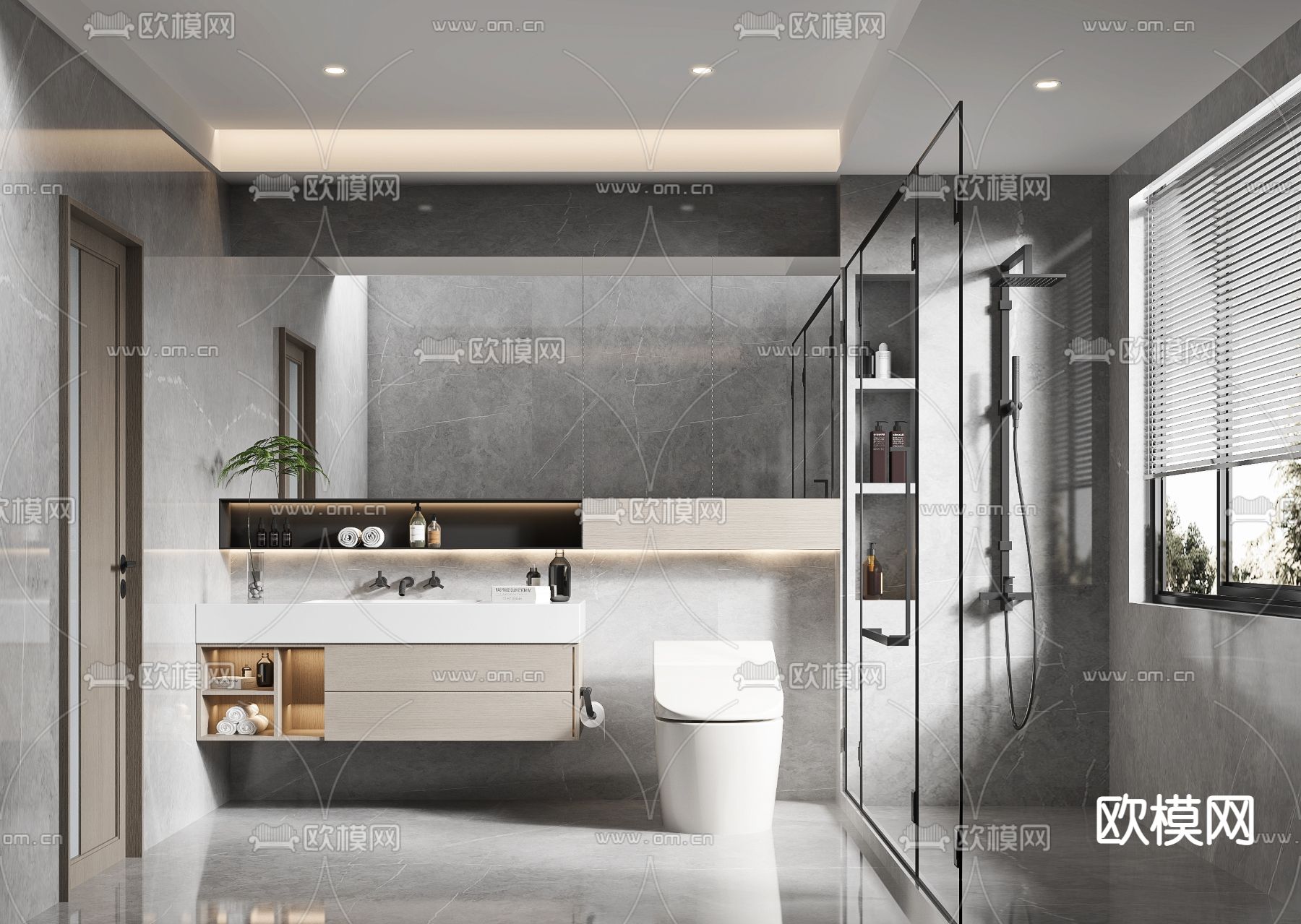 现代卫生间浴室3d模型下载_ID12162776_3dmax免费模型-欧模网