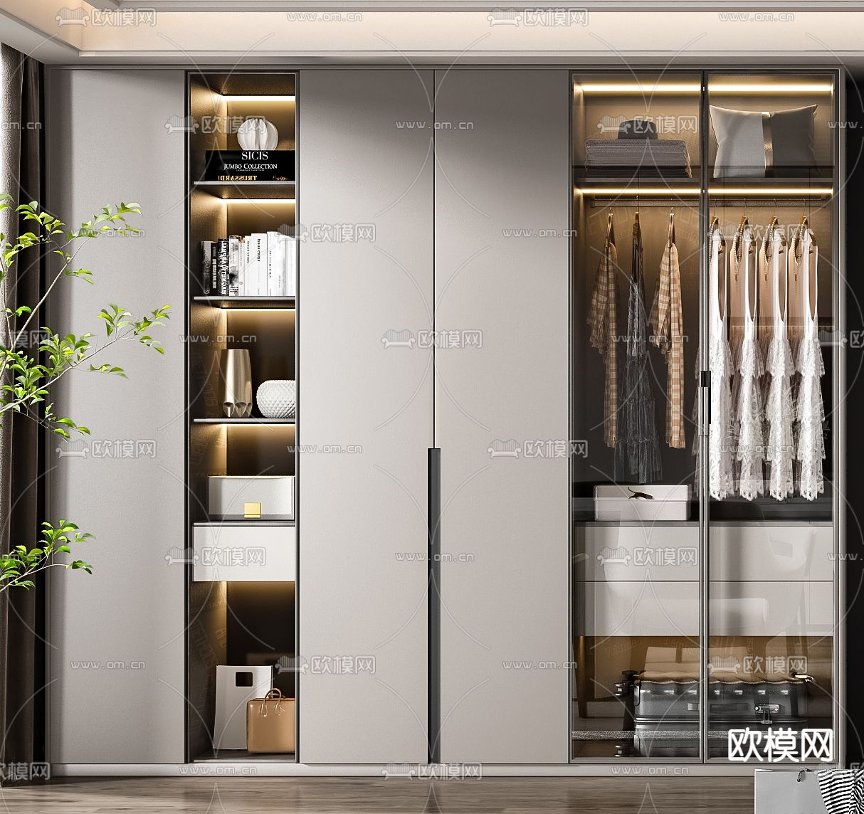 现代衣柜 衣橱3d模型下载（渲染图2）