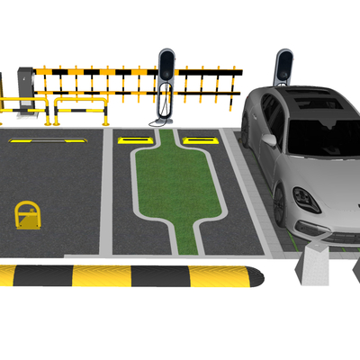  现代停车位 充电桩su模型 