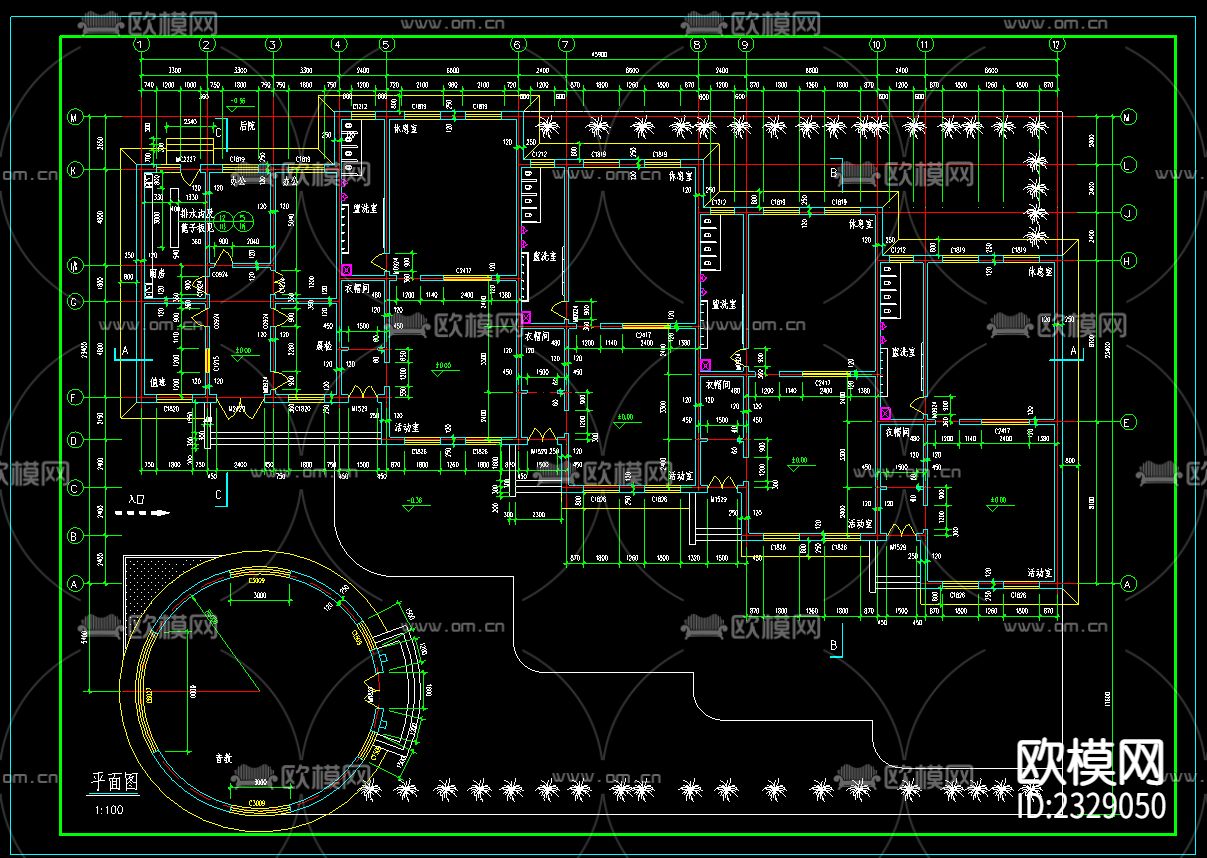 幼儿园建筑设计CAD施工图下载（渲染图2）