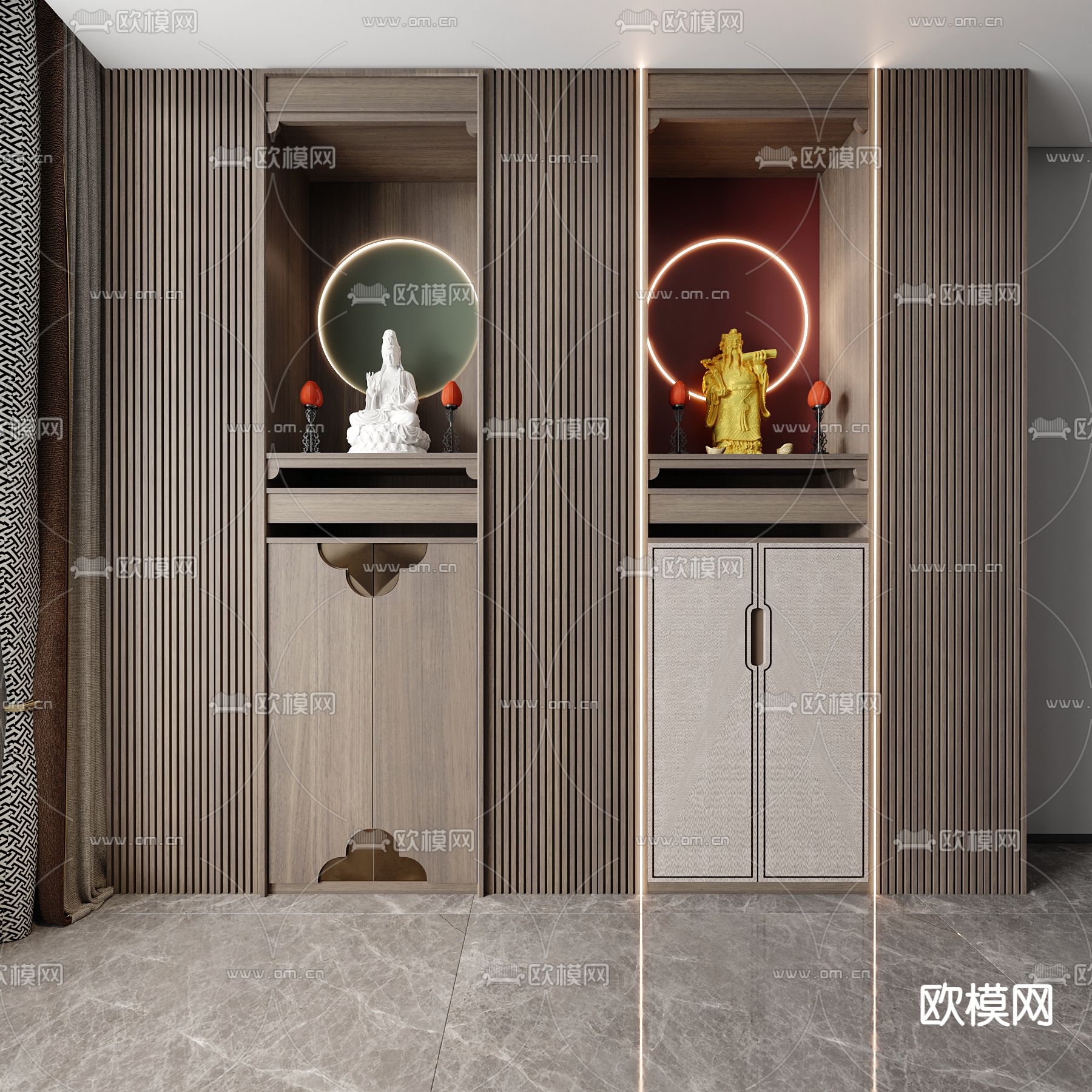 新中式佛堂 佛龛 神龛3d模型下载