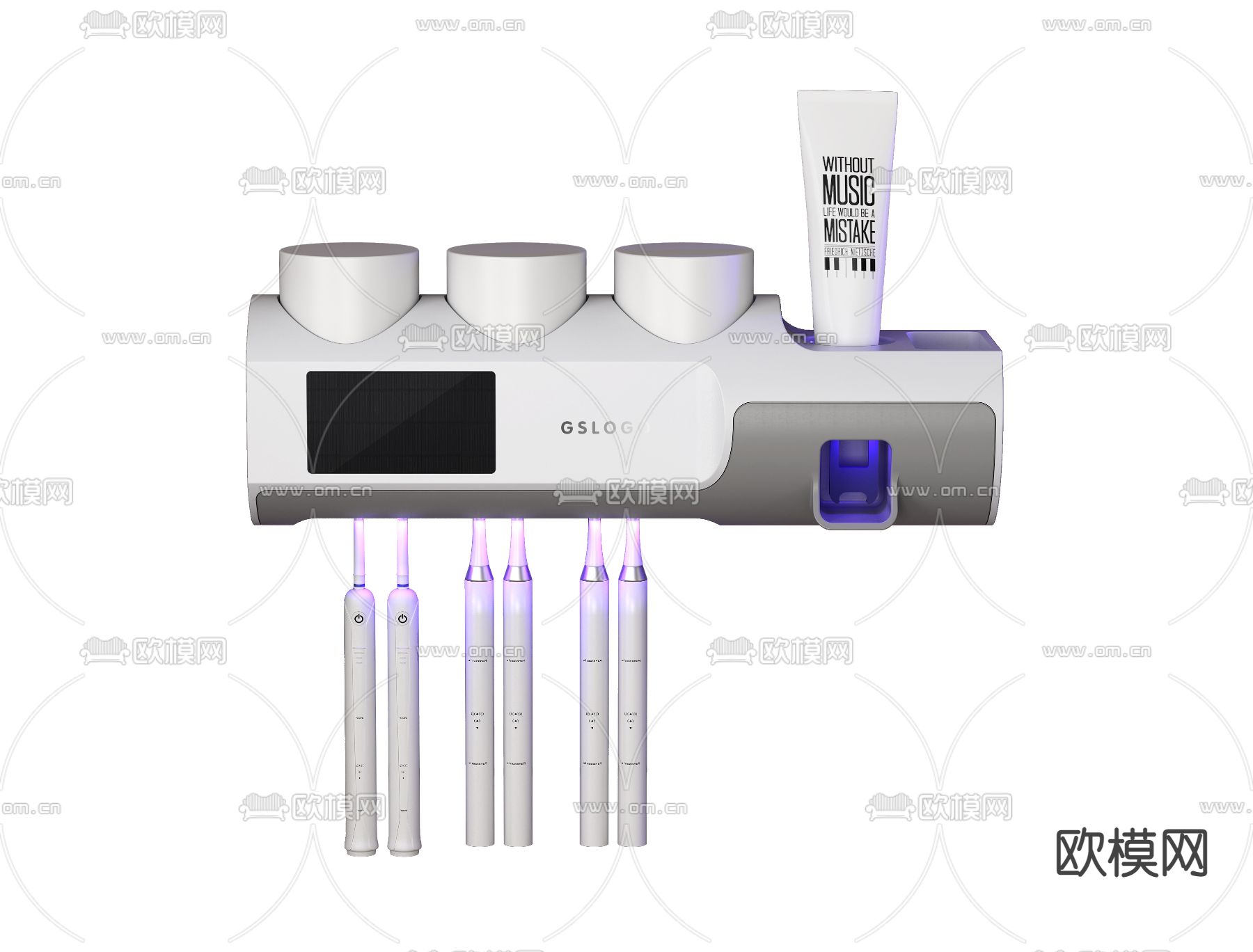 挂壁式自动牙刷架3d模型下载（渲染图2）