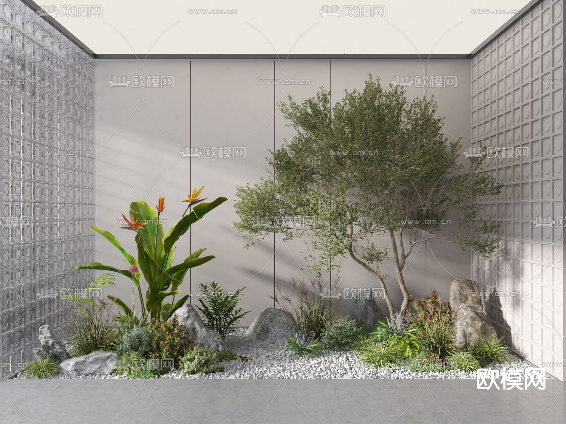 现代景观造景 室内植物3d模型下载_ID12158214_3dmax免费模型-欧模网