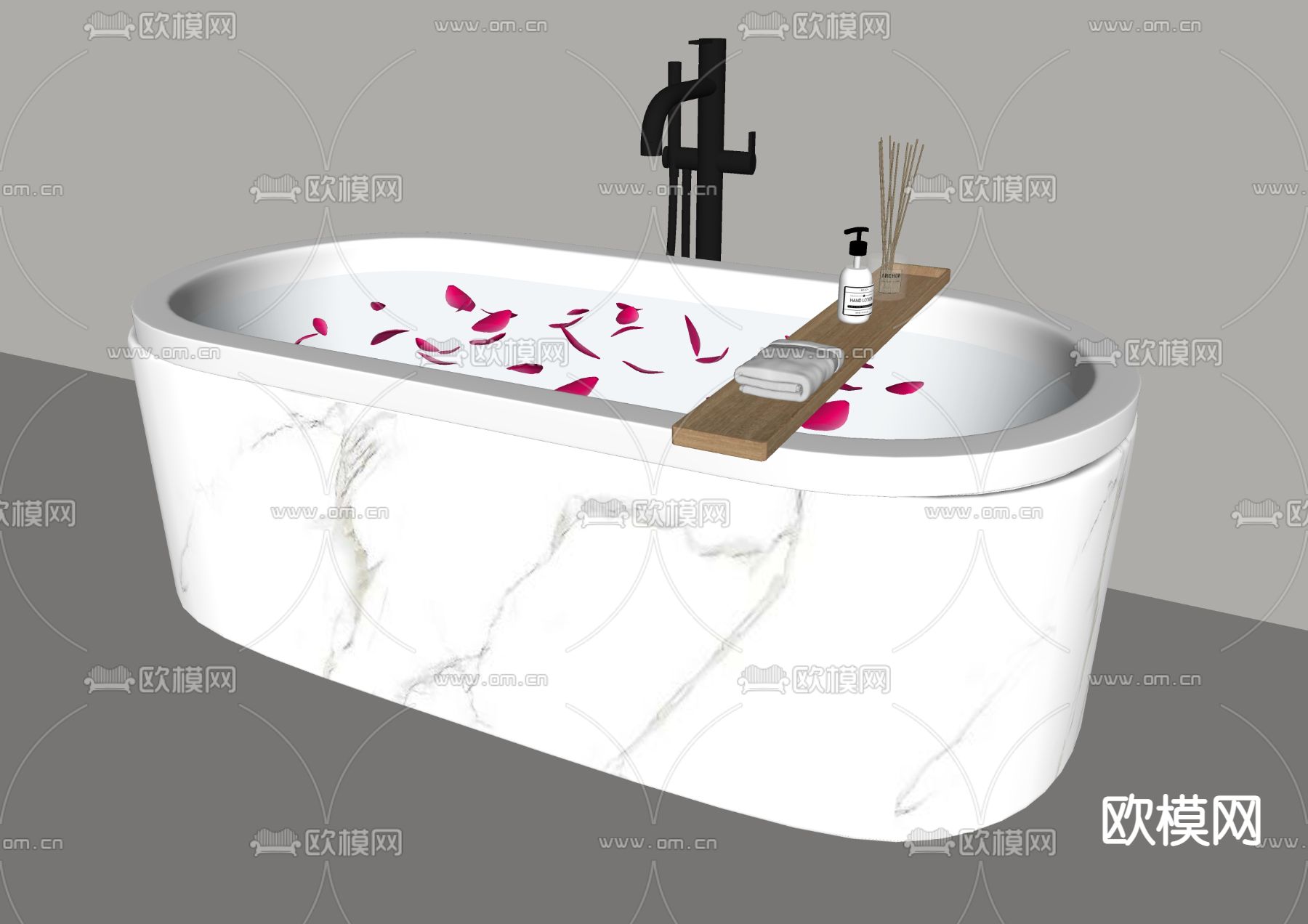 现代花瓣浴缸su模型下载（渲染图2）
