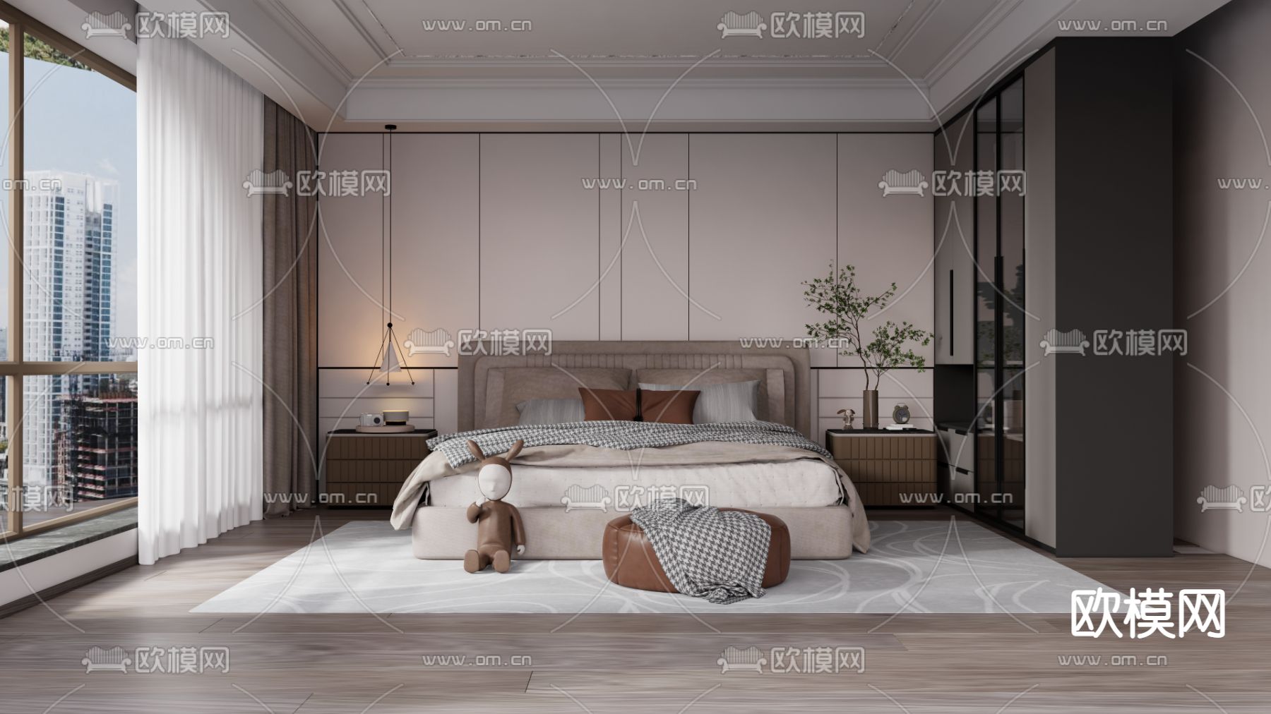 现代卧室su模型下载