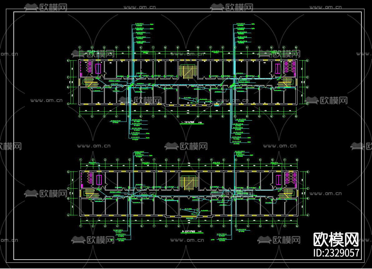 公寓宿舍电气CAD施工图下载（渲染图2）