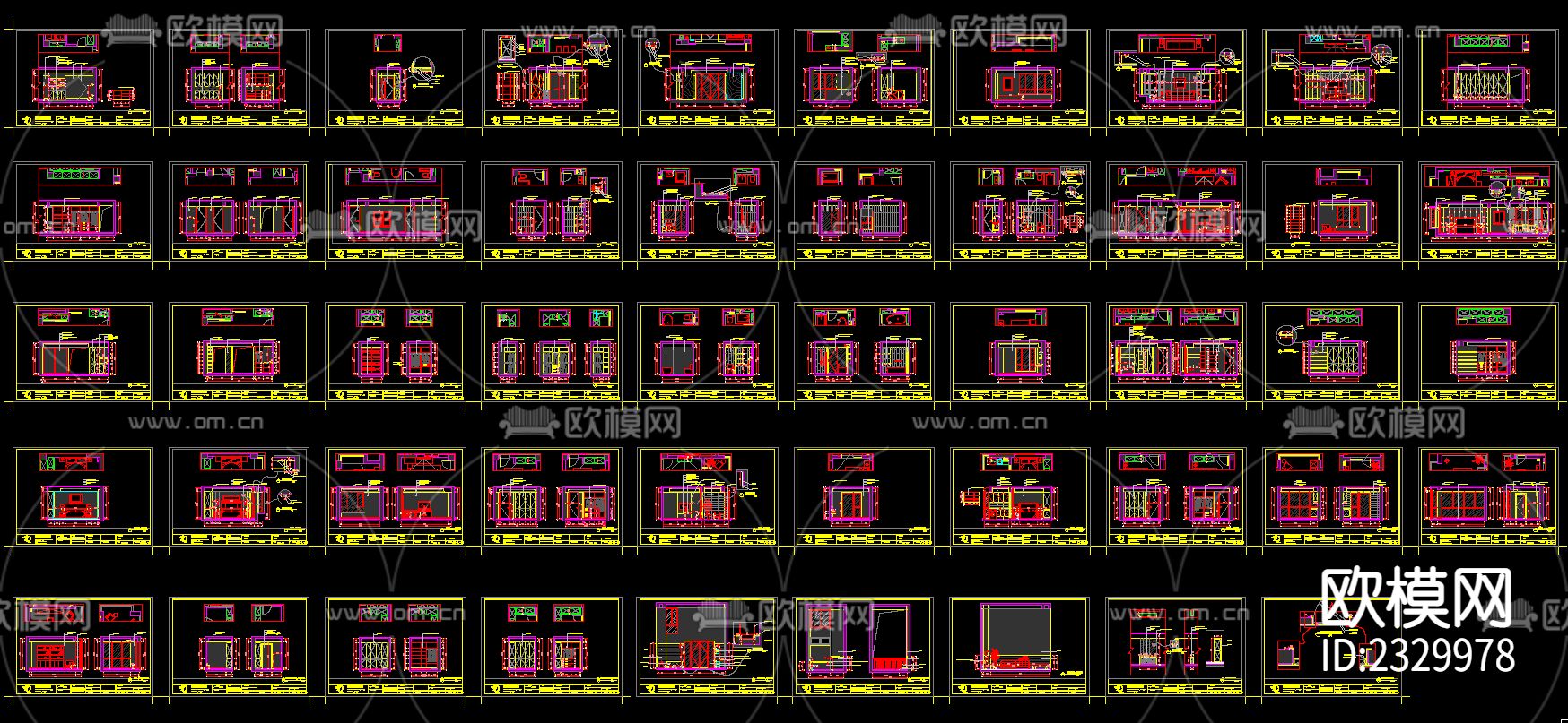 260㎡大平层五居室cad施工图下载（渲染图10）