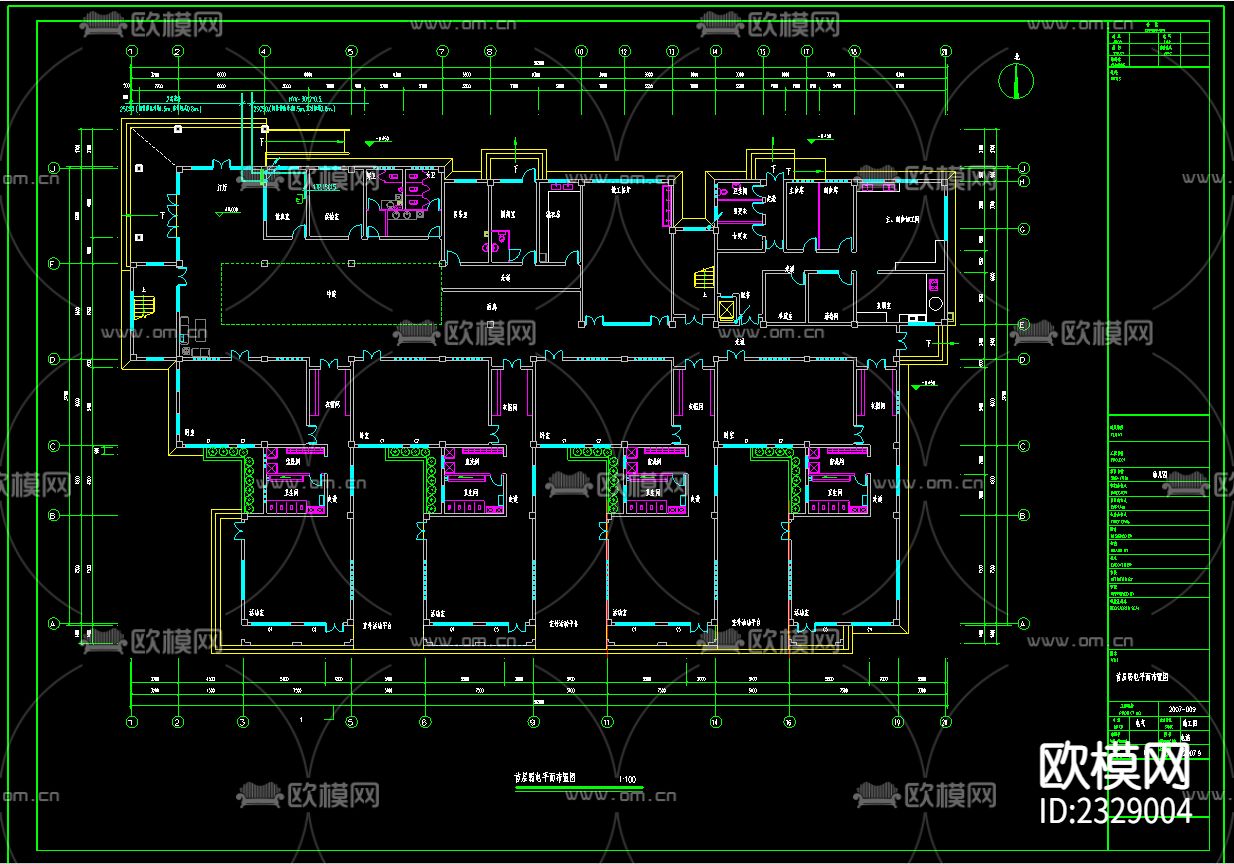 教学楼电气及弱电图纸全套CAD施工图下载（渲染图2）