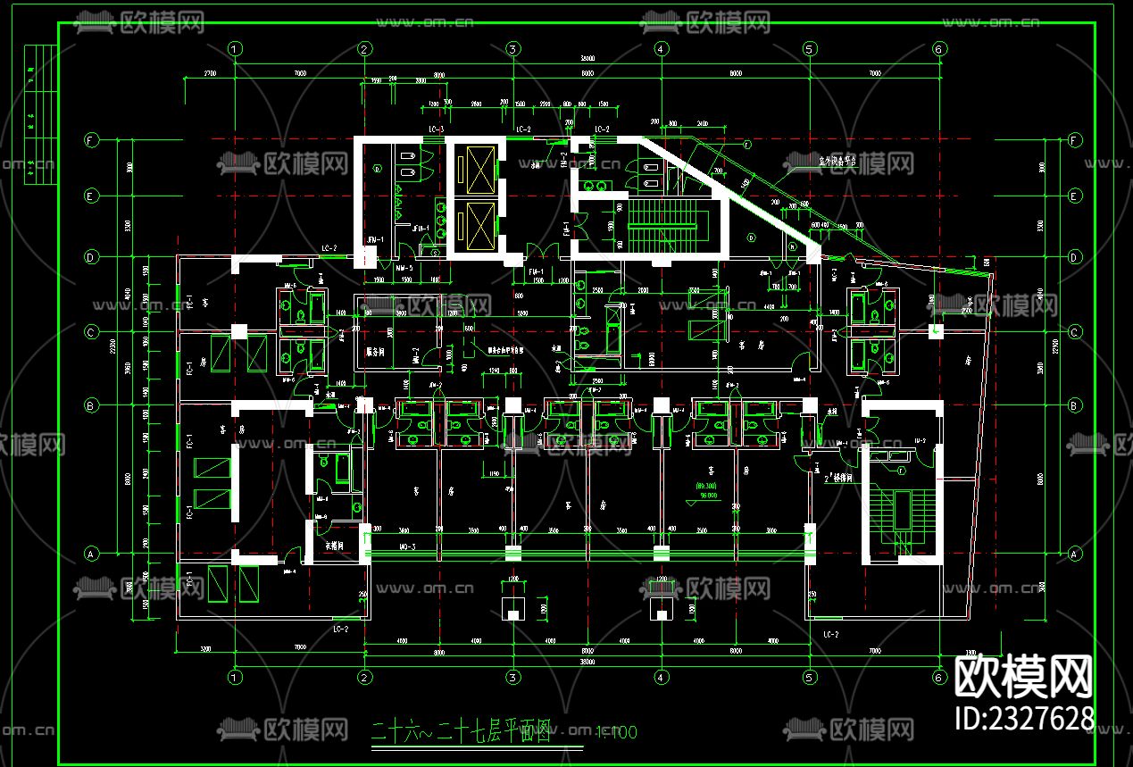 办公楼设计cad施工图下载（渲染图2）