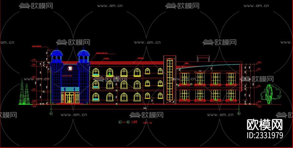 幼兒園建筑設(shè)計(jì)CAD施工圖下載(渲染圖3)
