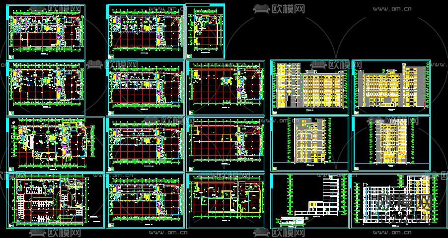 高层办公楼CAD施工图下载（渲染图1）
